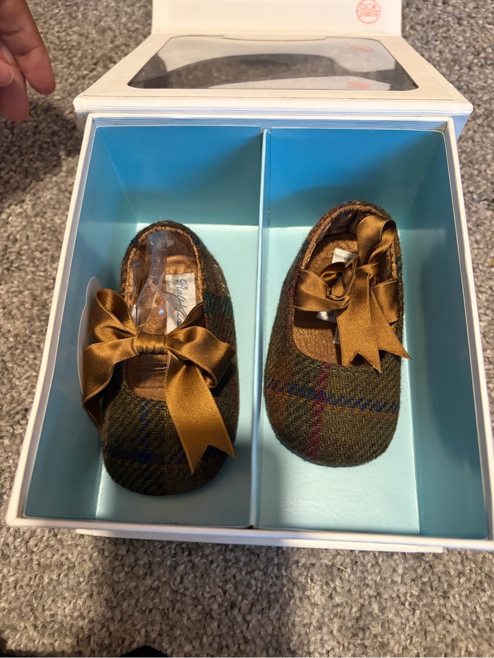 Classic Tweed Baby Mary Janes with Satin Bow - Brown